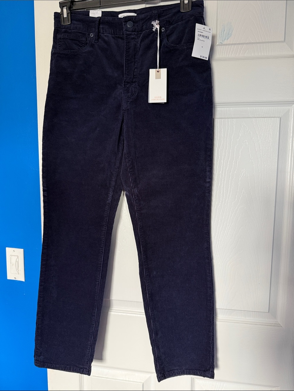 Good American Ink Blue Corduroy High-Rise Pants